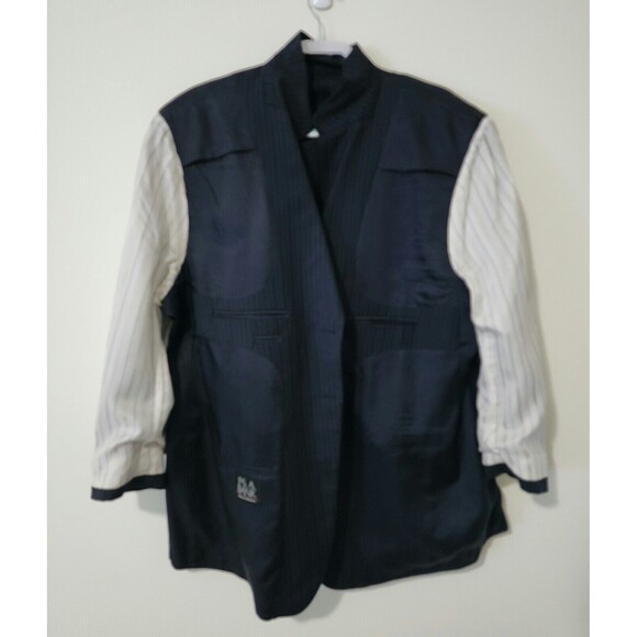 JoS A Bank Mens Wool Pinstripe Blazer Jacket Black 3-Button Notch Lapel Size 52R - Picture 4 of 9